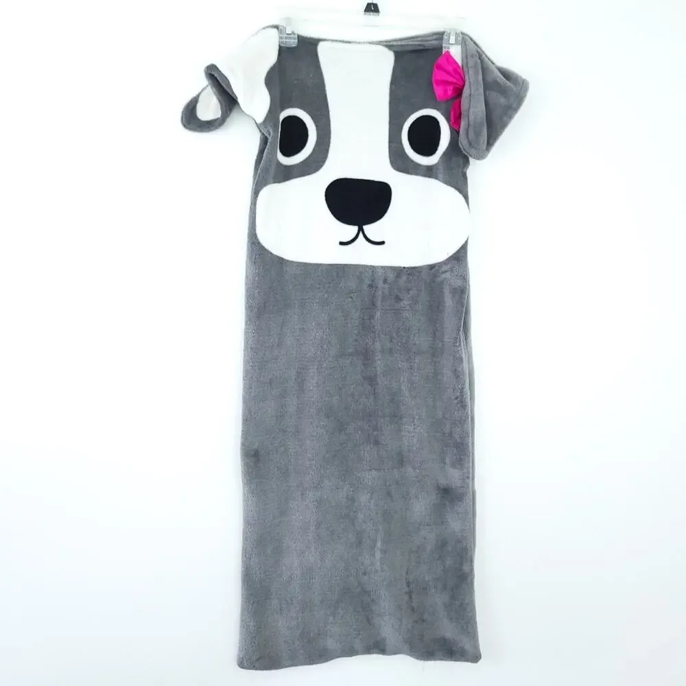 Dog Kids Sleeping Bag Sack Soft Fleece Boys Girls Dog with Pink Bow Home Item